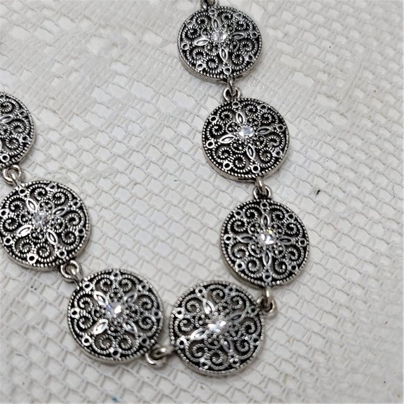 Vintage Premier Designs Necklace Delicate Filigree Rhinestone - Picture 2 of 9